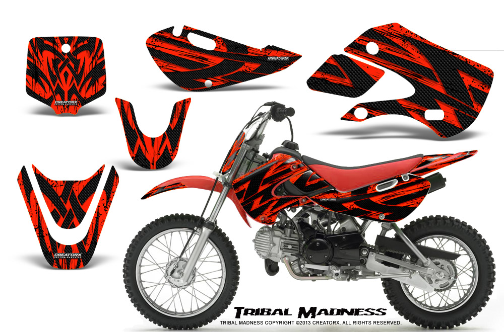 Kawasaki KLX110 KX65 Graphics Kit Tribal Madness Red